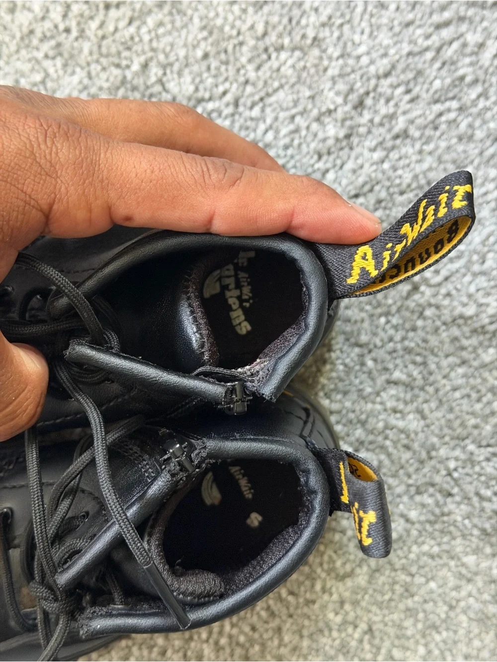 Black Leather Dr. Martens Toddler Boots Size 6 With Side Zipper.